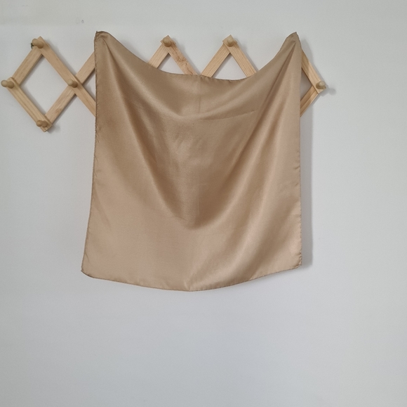 Gorgeous Sand Gold Brown Silk Square Scarf - Picture 2 of 3